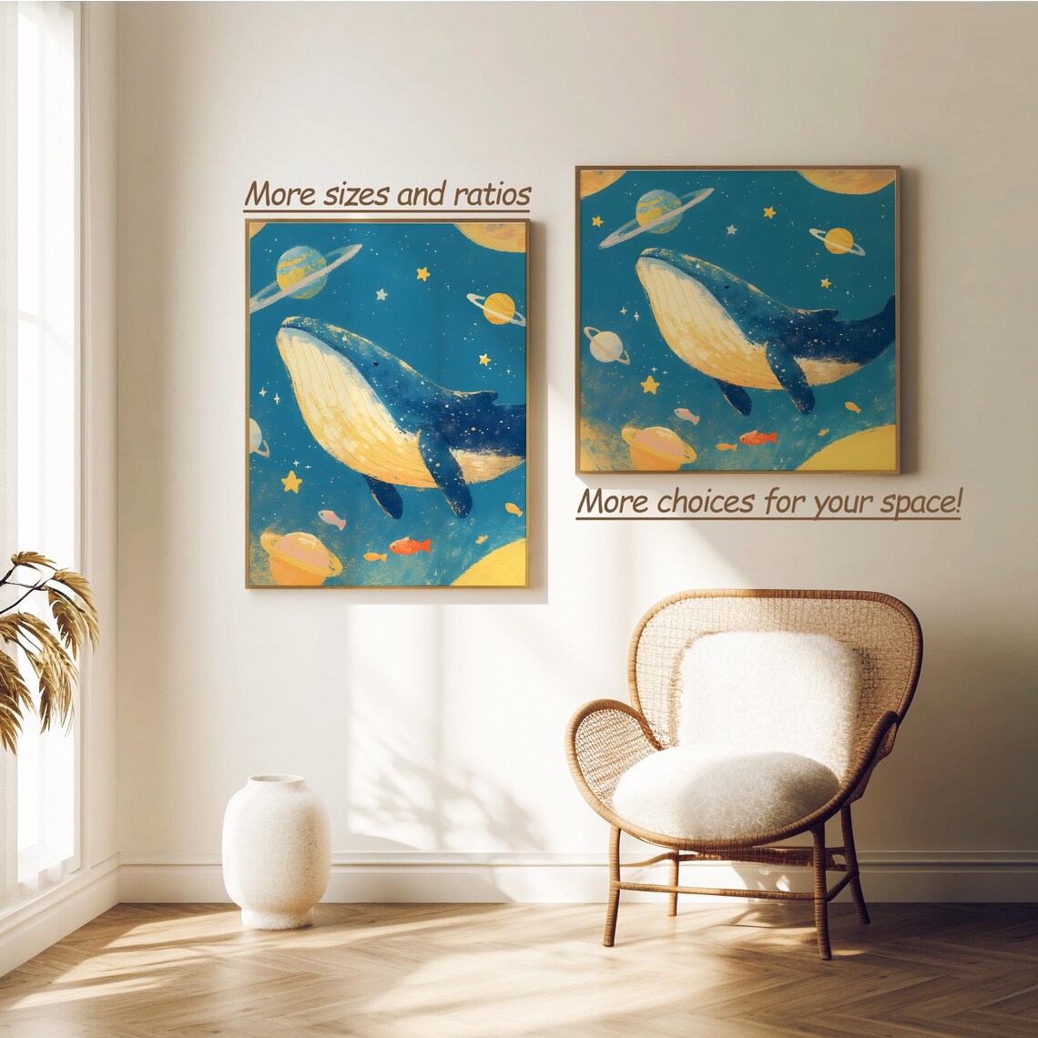 Roaming Whale Illustration, Gender-Neutral Art Print - Image 2