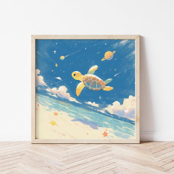 Roaming Turtle Illustration, Animal Nursery Decor
