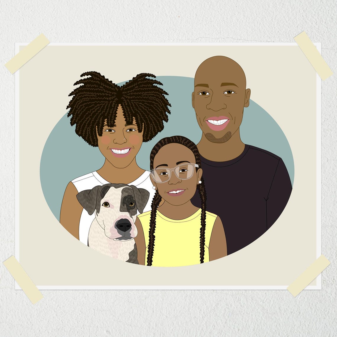 Custom Portrait Gift Certificate Family of Four 8x10 Art Print - Image 4