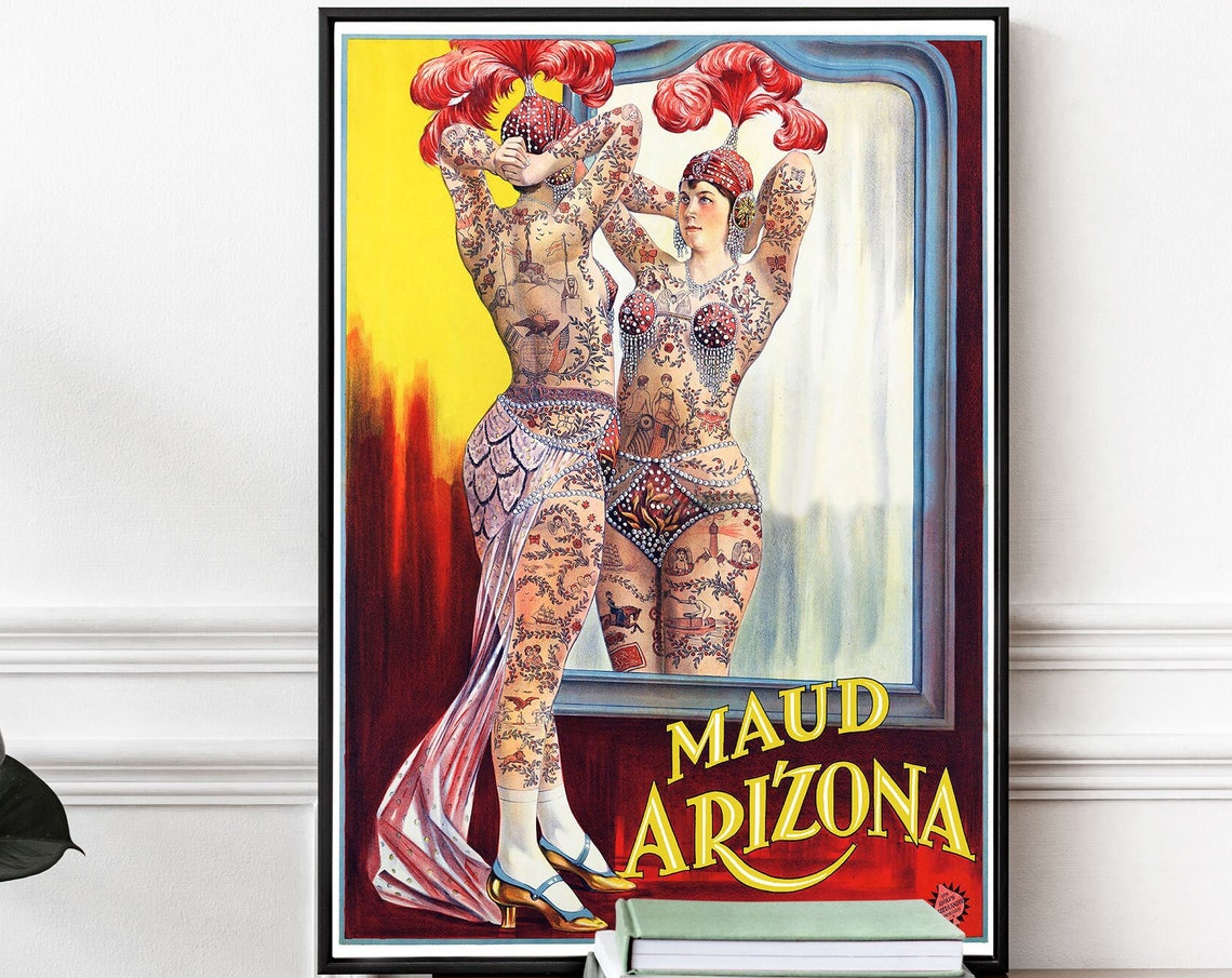 Maud Arizona Tattooed Lady Vintage Circus Sideshow Mirror Poster - Image 3