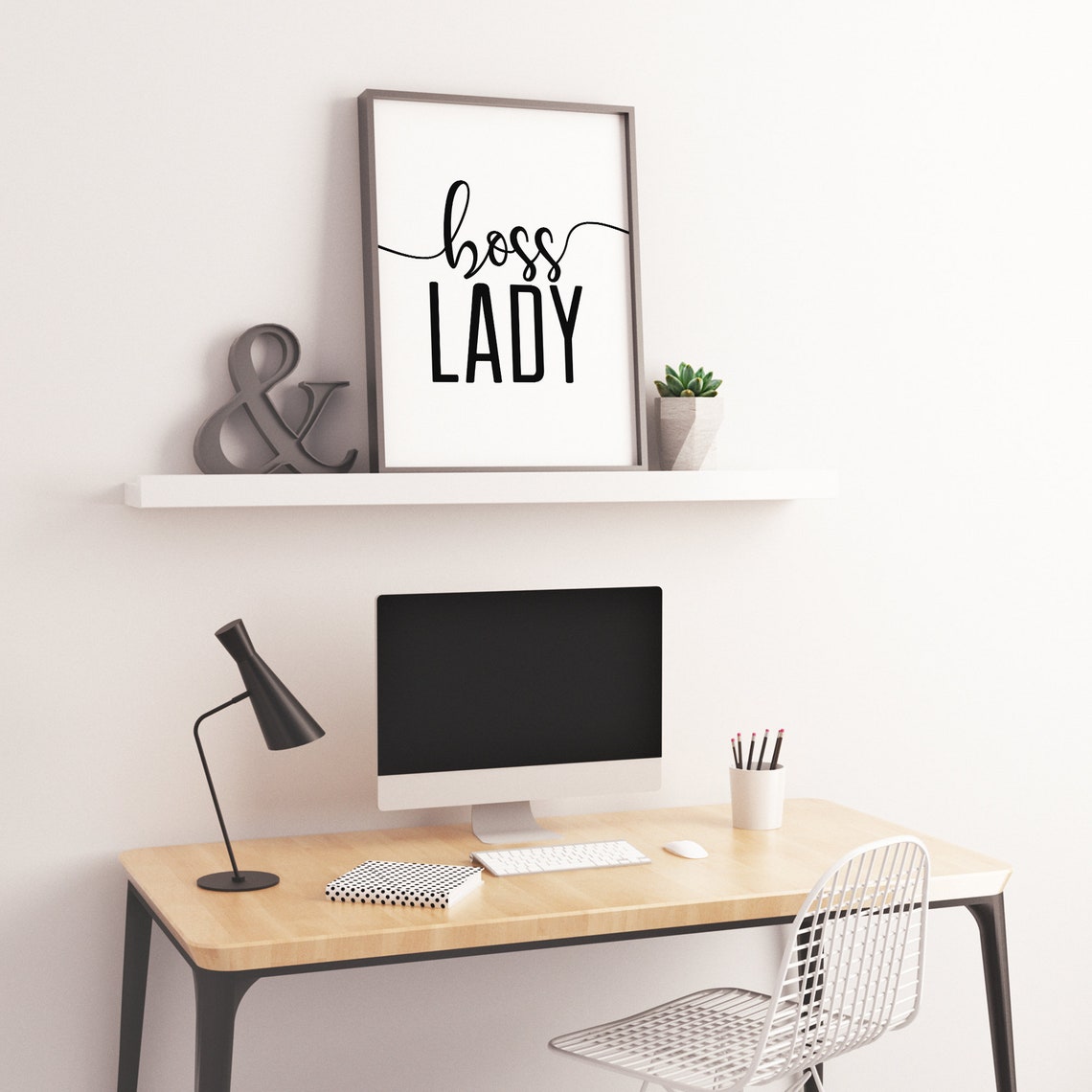 Boss Lady Script Calligraphy Gift For Women Minimalist Office Poster - Image 2
