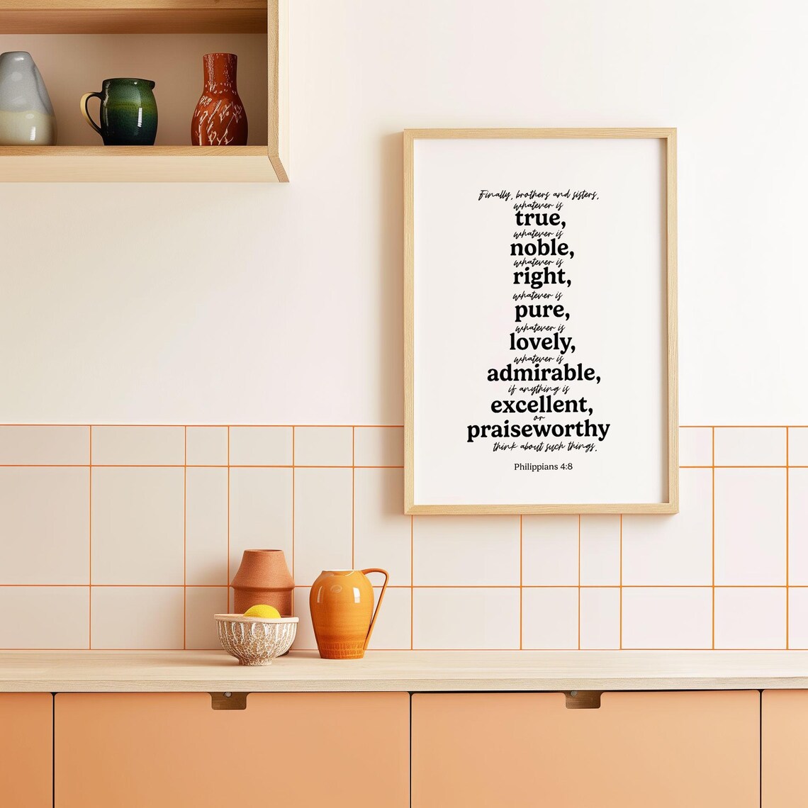 Philippians 4 8 Whatever Is True Noble Right Pure Mixed Typography Poster - Image 4