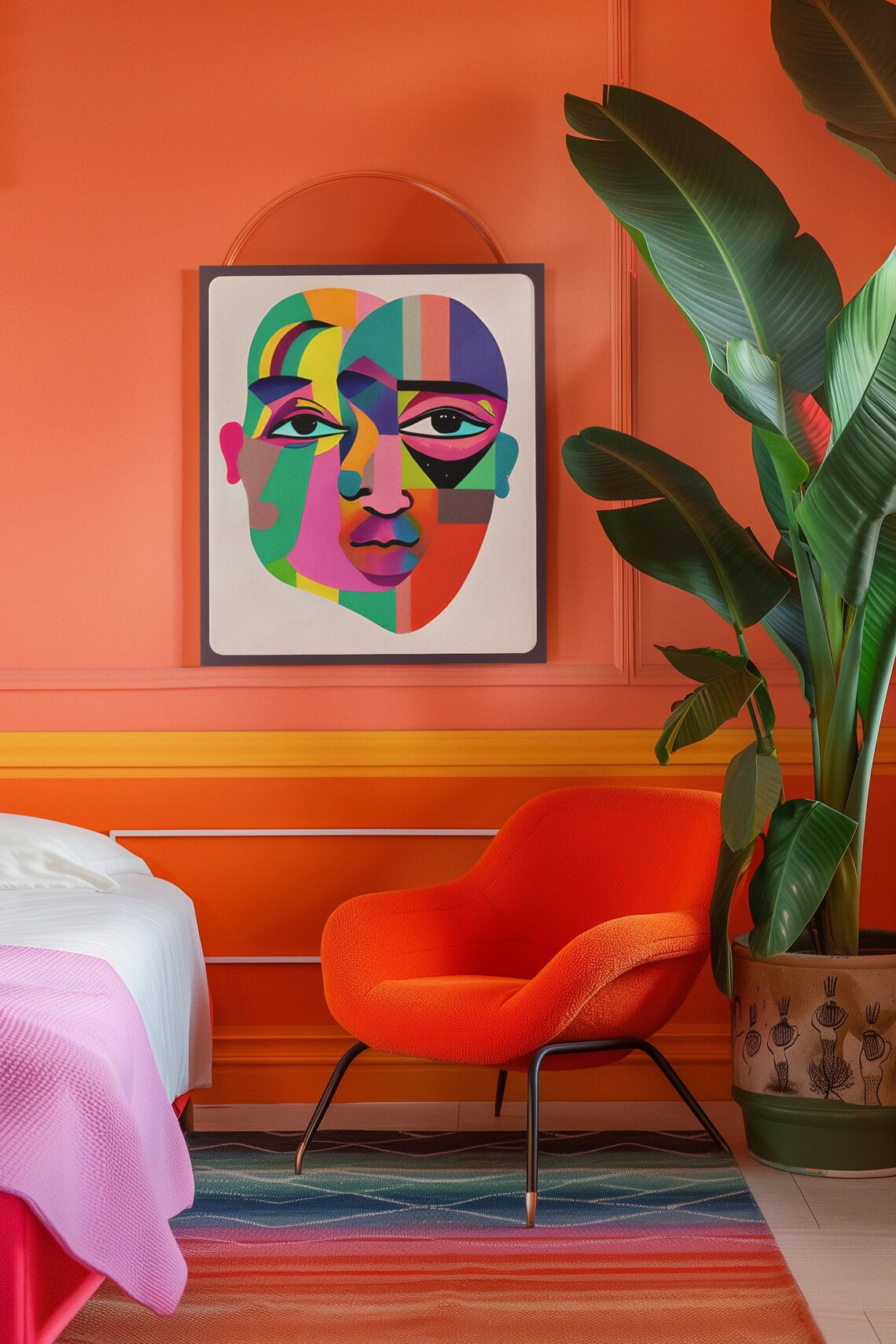 Mold Double Face Mosaic Portrait Colorful Eyes Abstract Print - Image 3
