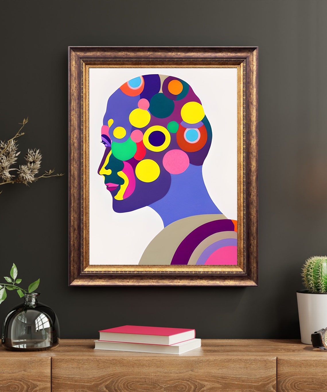 Echoes Polka Dot Profile Silhouette Modern Abstract Wall Art - Image 2