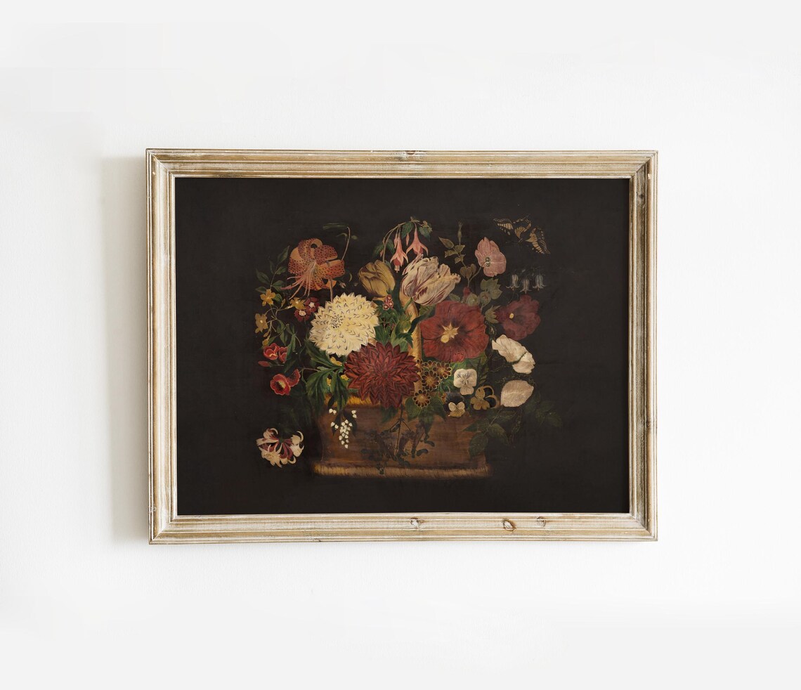 Victorian Cottagecore Botanical Oil Painting Art Print