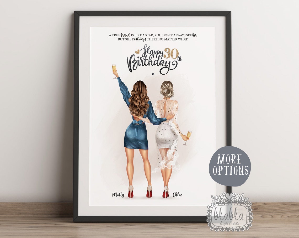 Personalised Happy 30th Birthday True Friend Like A Star Glam Poster