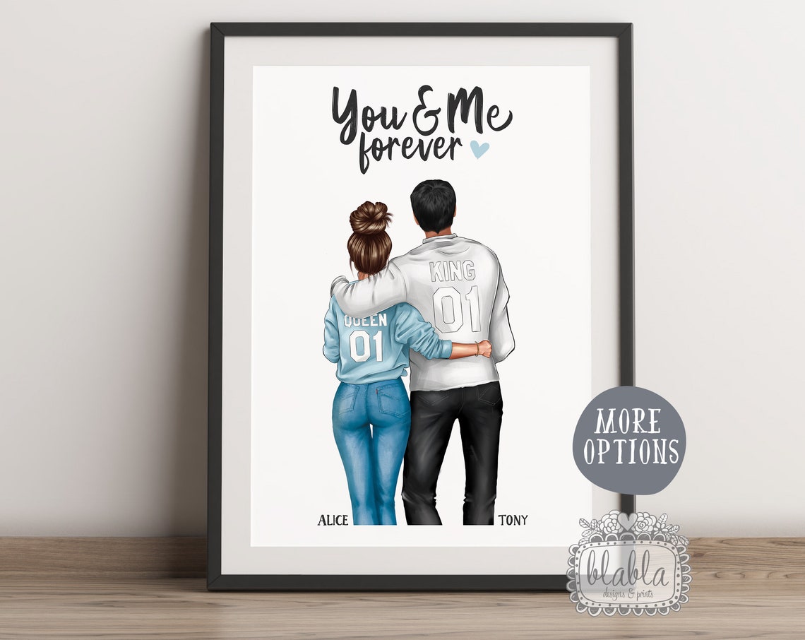 Personalised You and Me Forever Queen King Couple Anniversary Wall Art