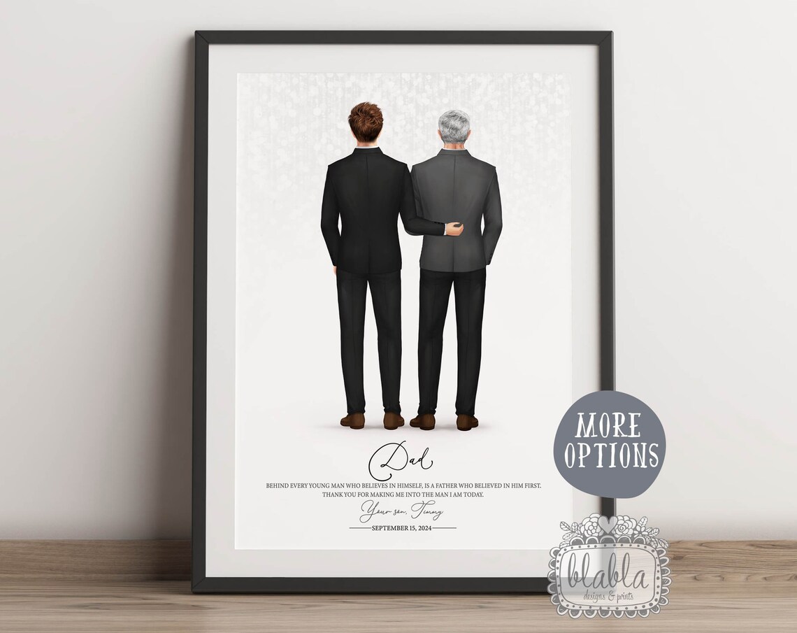 Personalized Groom and Dad Portrait, Wedding Gift