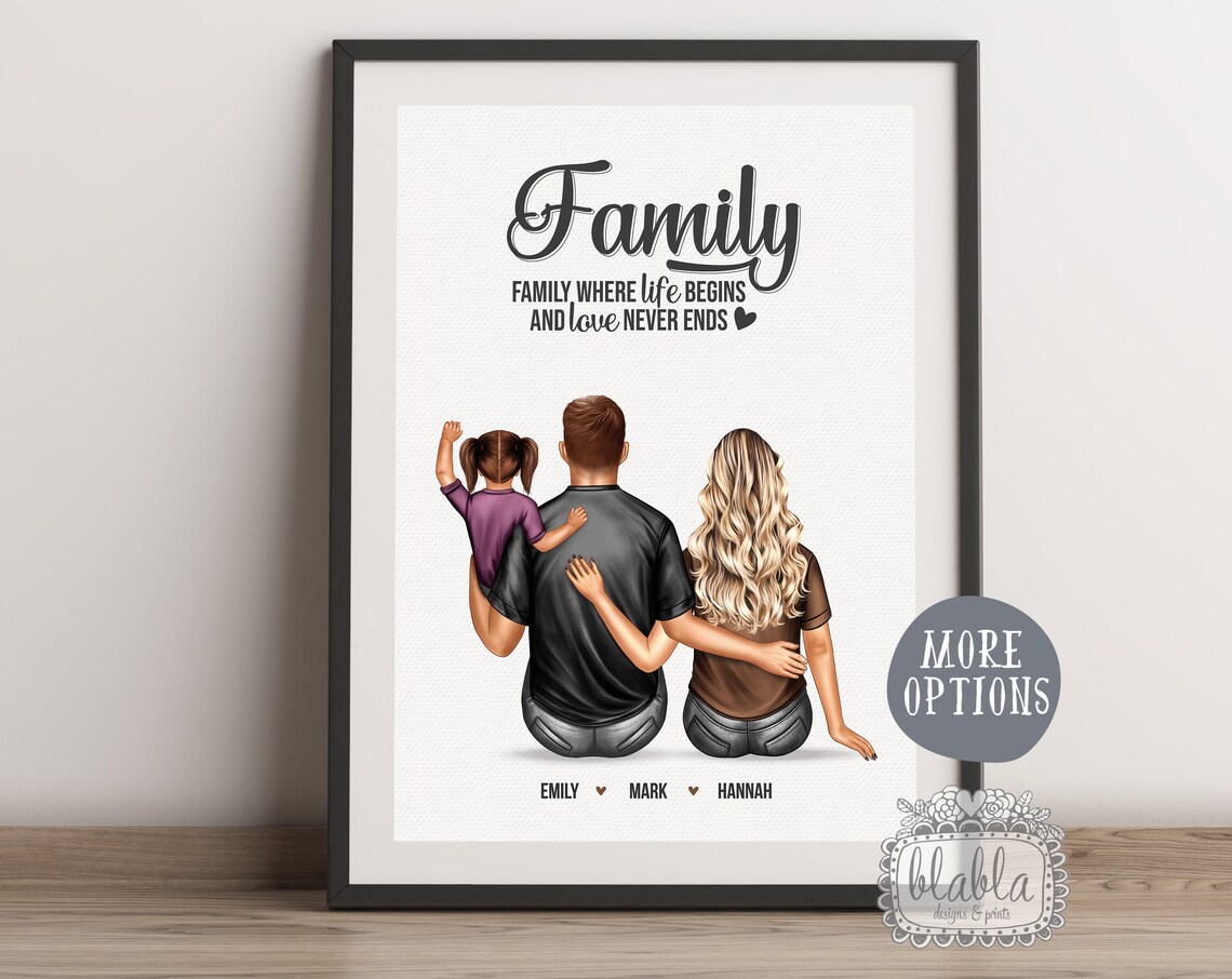 Family Print Personalised Family Gift For Daddy Gift For Mum Fathers Day Gift Our Family Family Where Life Begins And Love Never Ends