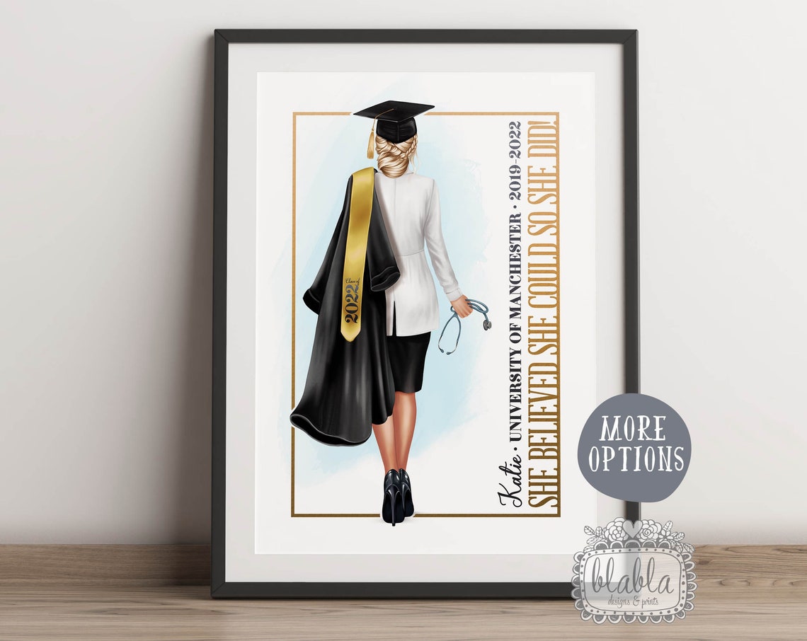 Personalised 2022 Medical Graduate Poster With Stethoscope and Coat