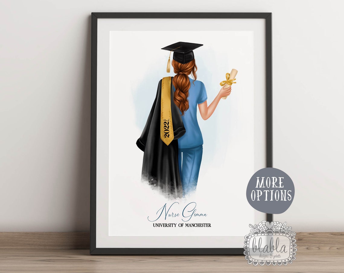 Personalised Nurse Graduation Gift Scrubs Diploma Scroll Proud Poster