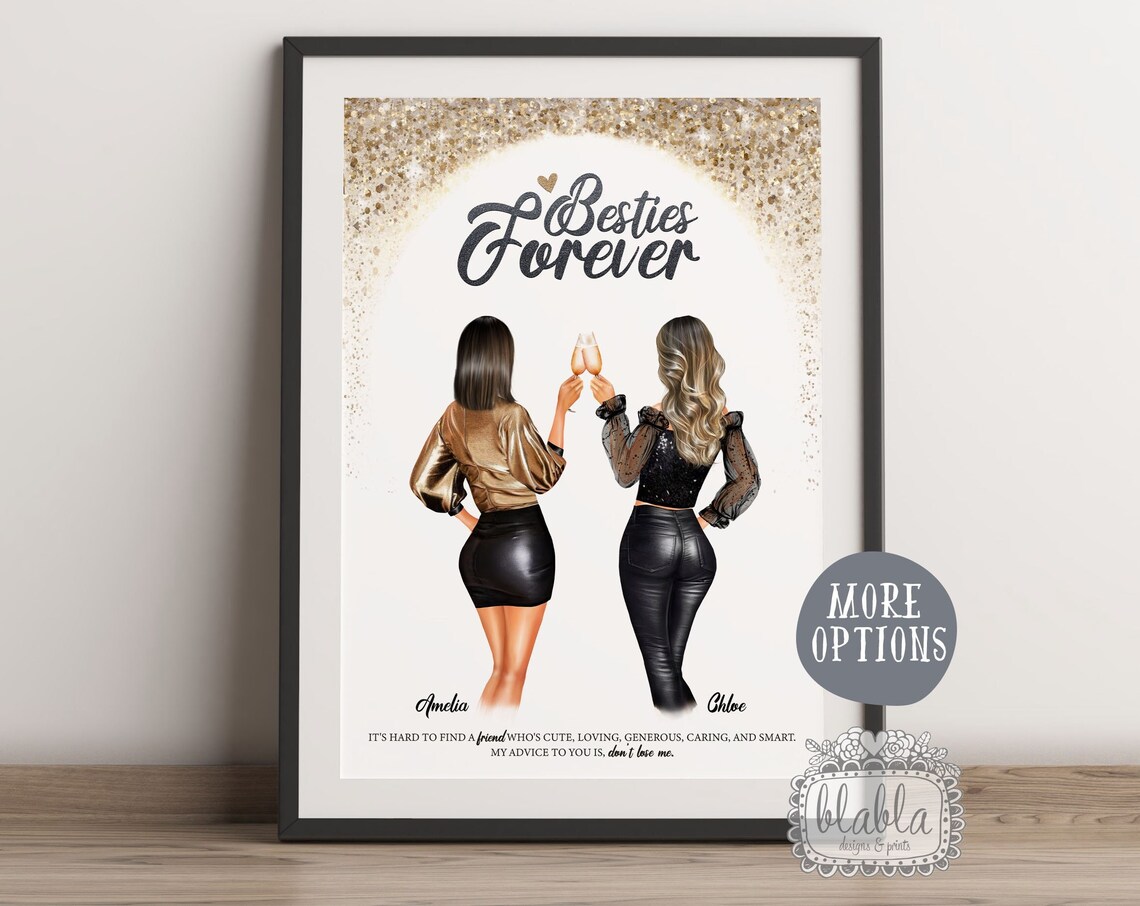 Best Friend Birthday Gift, Friends Illustration Art Print
