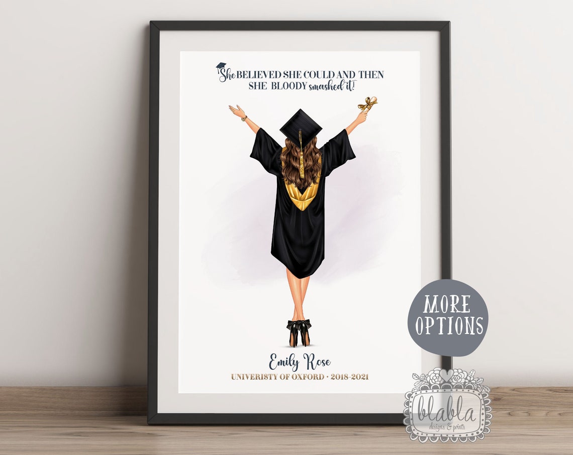 She Bloody Smashed It Personalised Female Graduation Quote Print