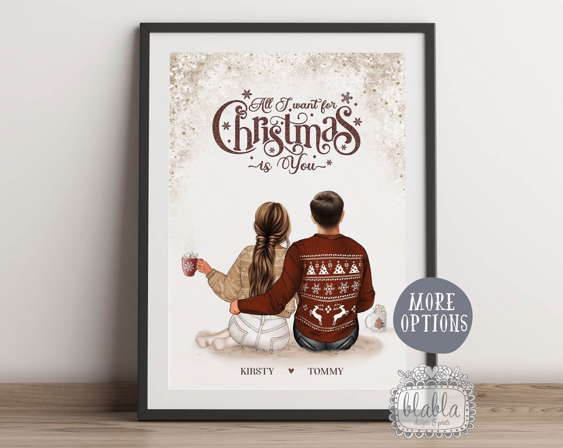 All I Want for Christmas Is You Couple Personalised Holiday Poster