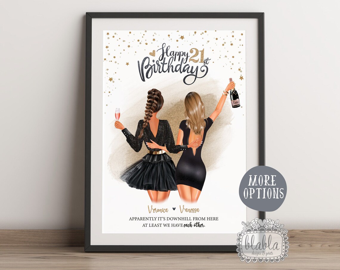 21st Birthday Gift For Friend, Birthday Art Print