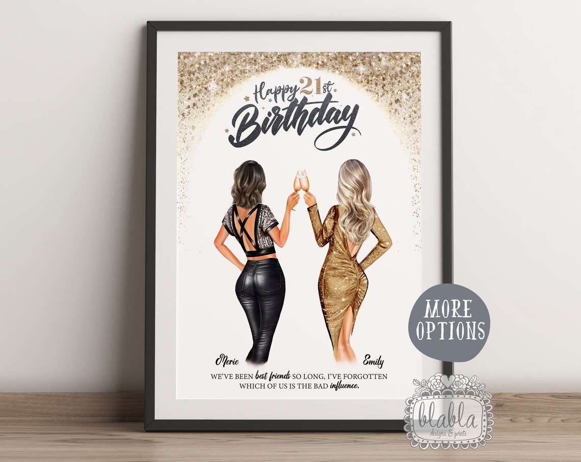 Best Friend Birthday Gift, Friends Illustration Art Print - Image 2