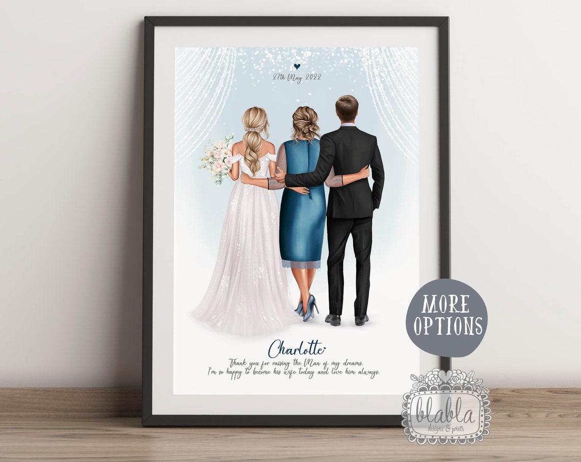 Personalised Mother Of The Groom Gift Mother In Law Print Mother Of The Groom Custom Print Custom Bridal Drawing Wedding Gift