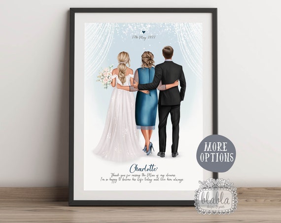 Personalised Mother Of The Groom Gift Mother In Law Print Mother Of The Groom Custom Print Custom Bridal Drawing Wedding Gift