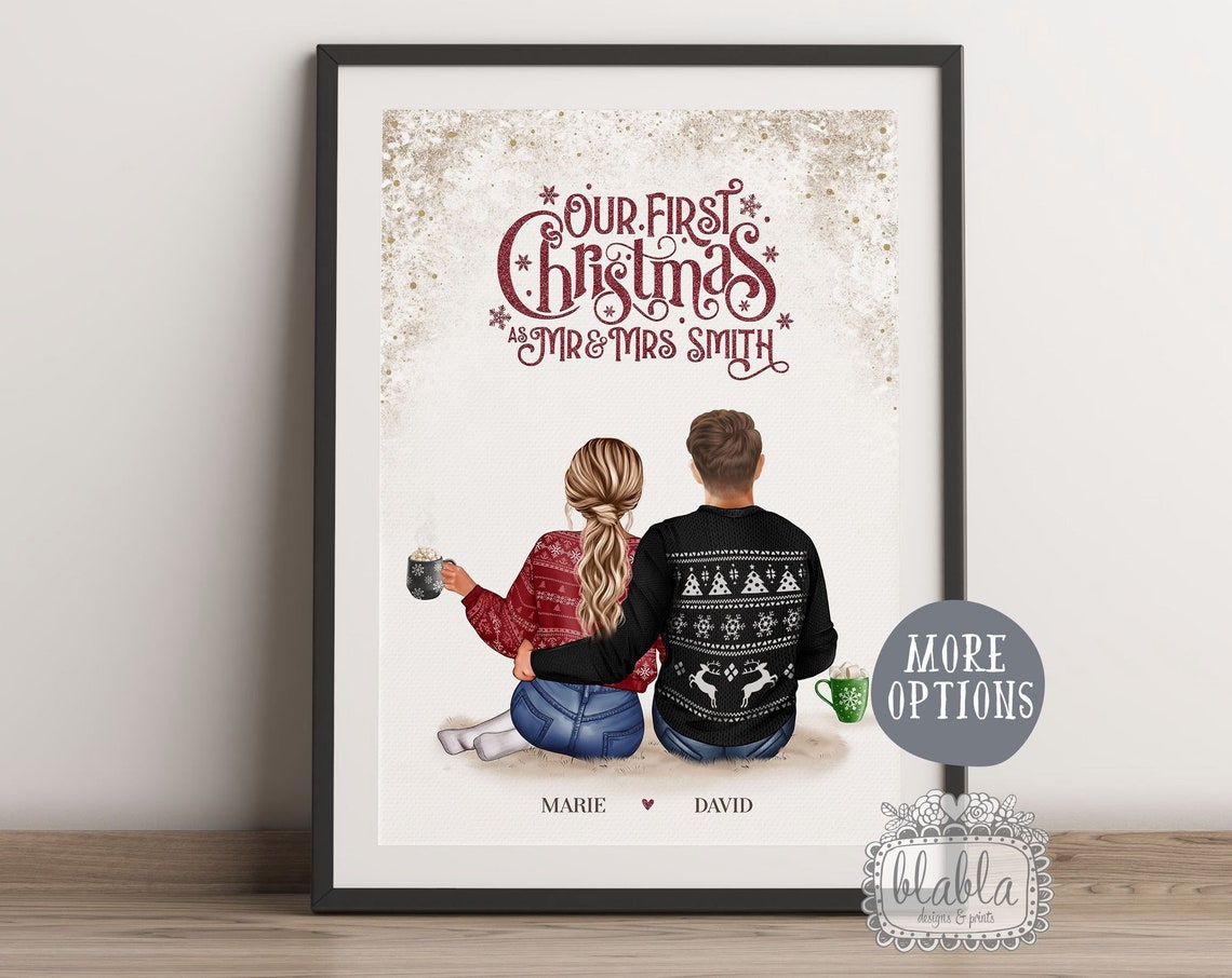 Our First Christmas as Mr and Mrs Smith Personalised Couple Poster