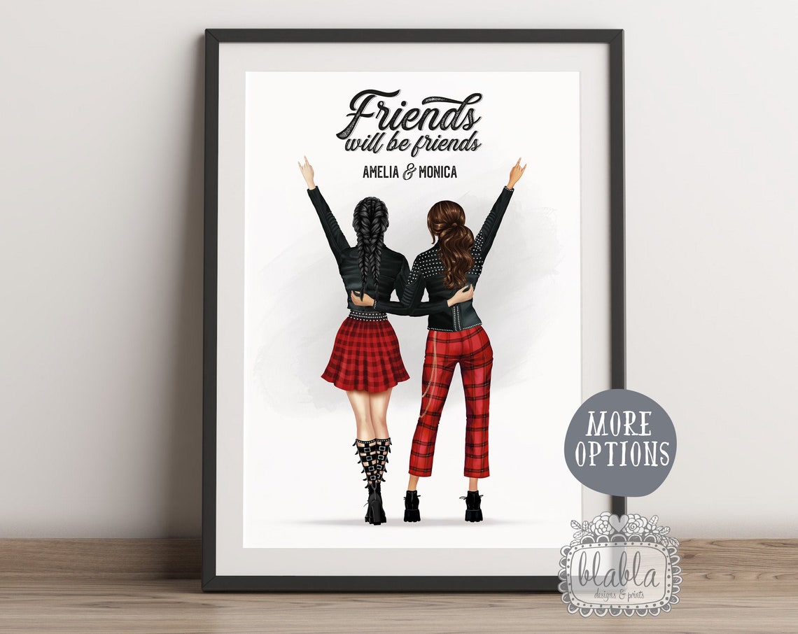 Friends Will Be Friends Rock Personalised Best Friends Print