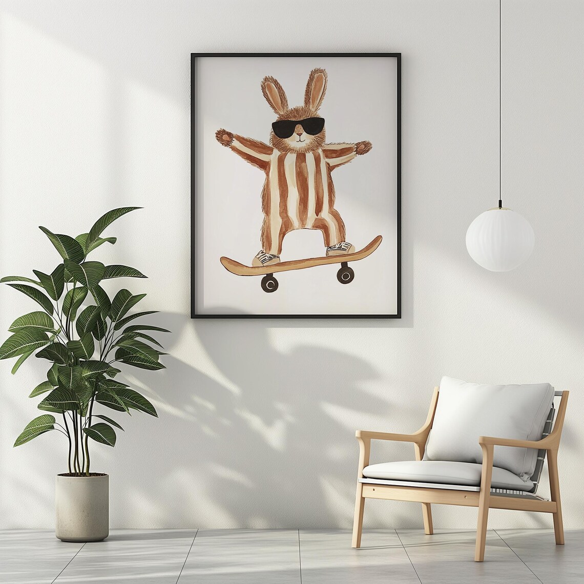 Bunny Skateboard Vintage Nursery Poster Print - Image 2