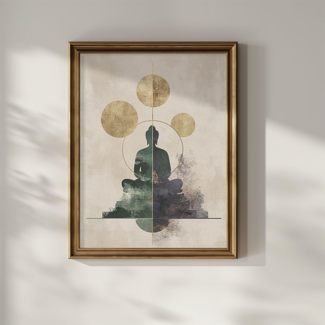 Meditating Buddha Golden Moon Phases Zen Minimalist Spiritual Poster - Image 2