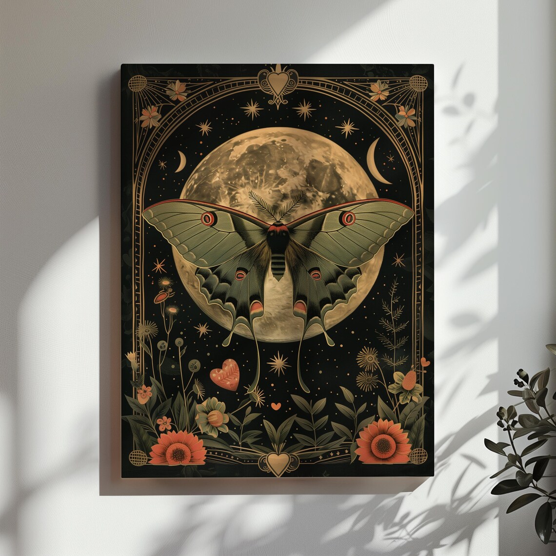 Luna Moth Art Print, Cottagecore Vintage Decor - Image 2
