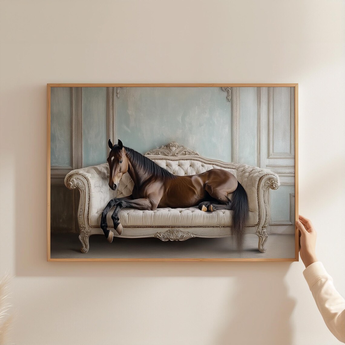 Horse On Sofa Vintage Western Equestrian Poster Print - Image 2