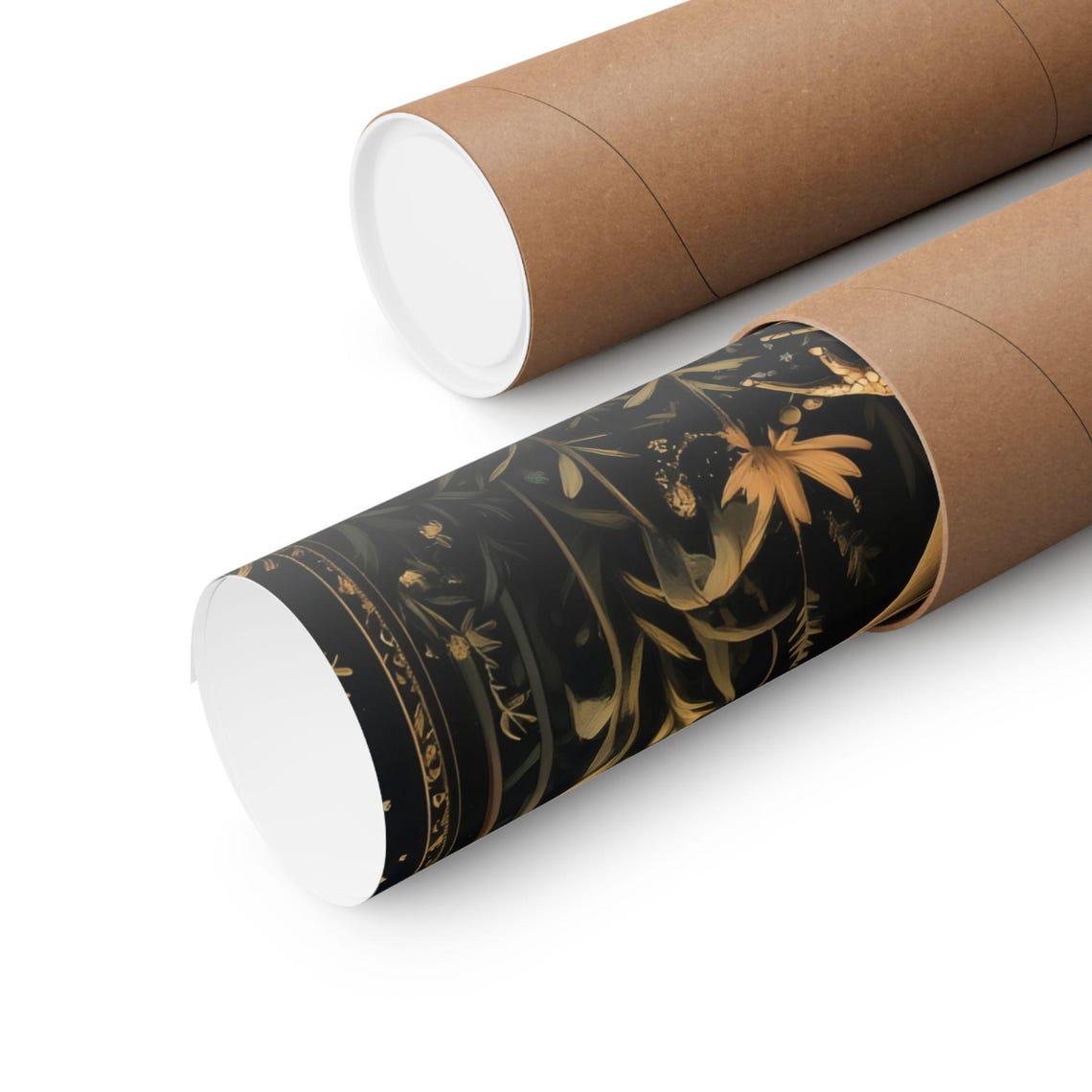 Golden Toad under Full Moon on Black Dark Celestial Night Art Poster - Image 3