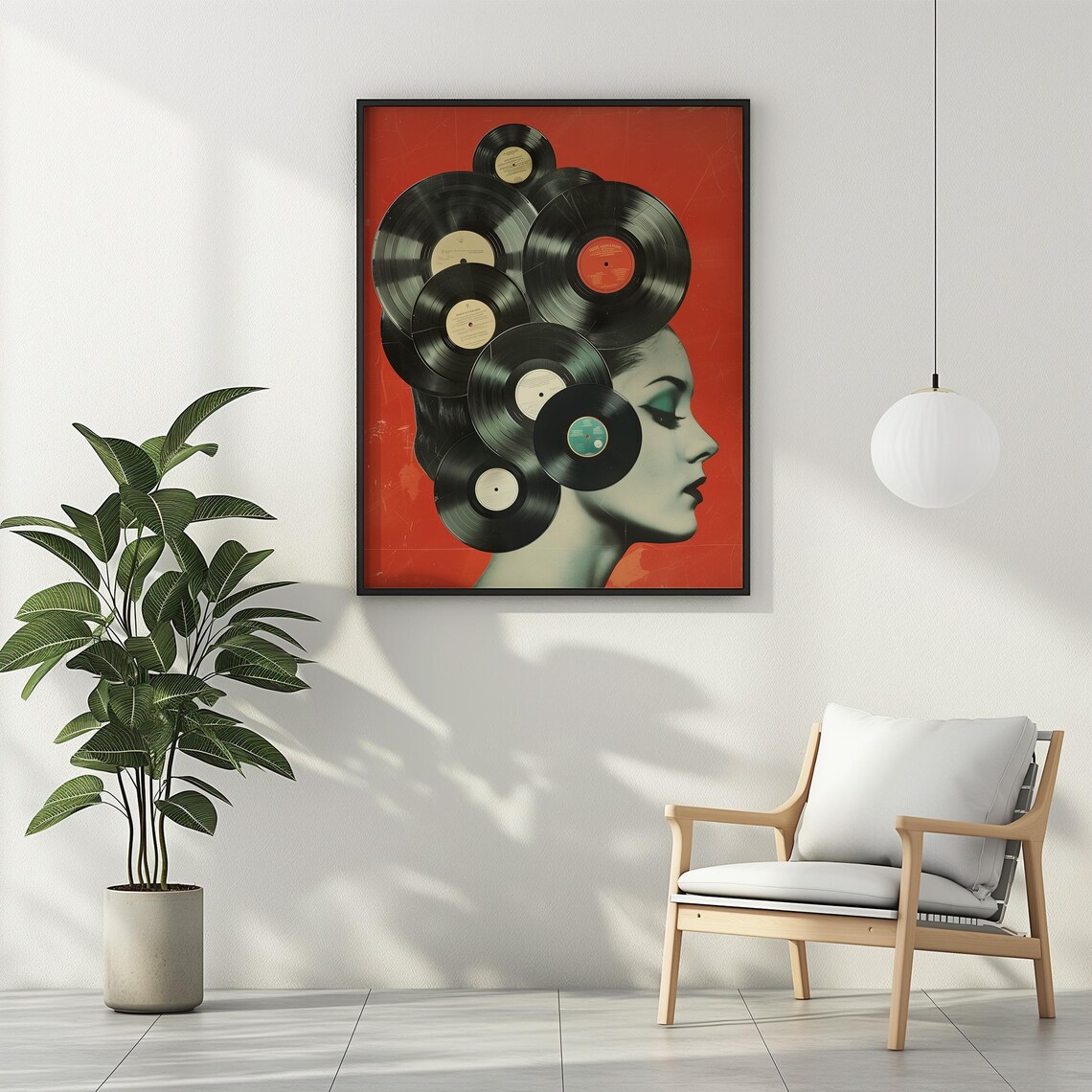 Vinyl Records Vintage Collage Poster, Retro 1950s - Image 4