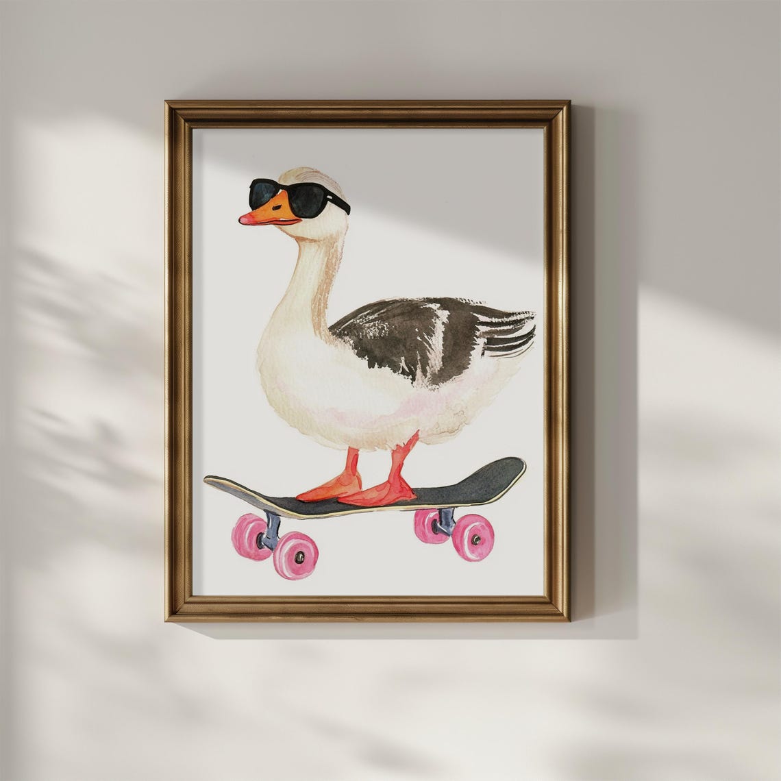 Cool Goose With Sunglasses Riding Skateboard Kids Room Art Poster - Image 2