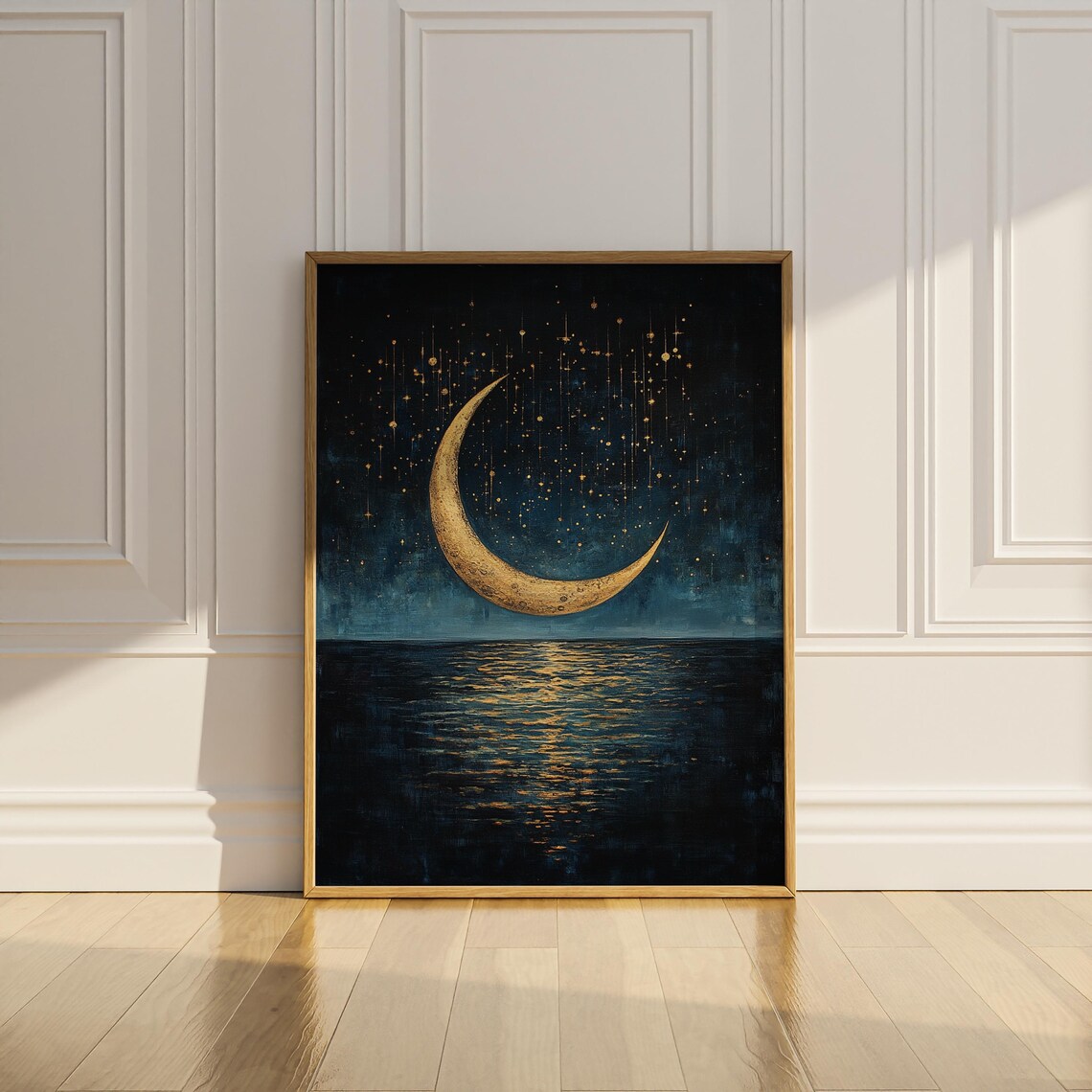 Celestial Crescent Moon Vintage Art Print - Image 3