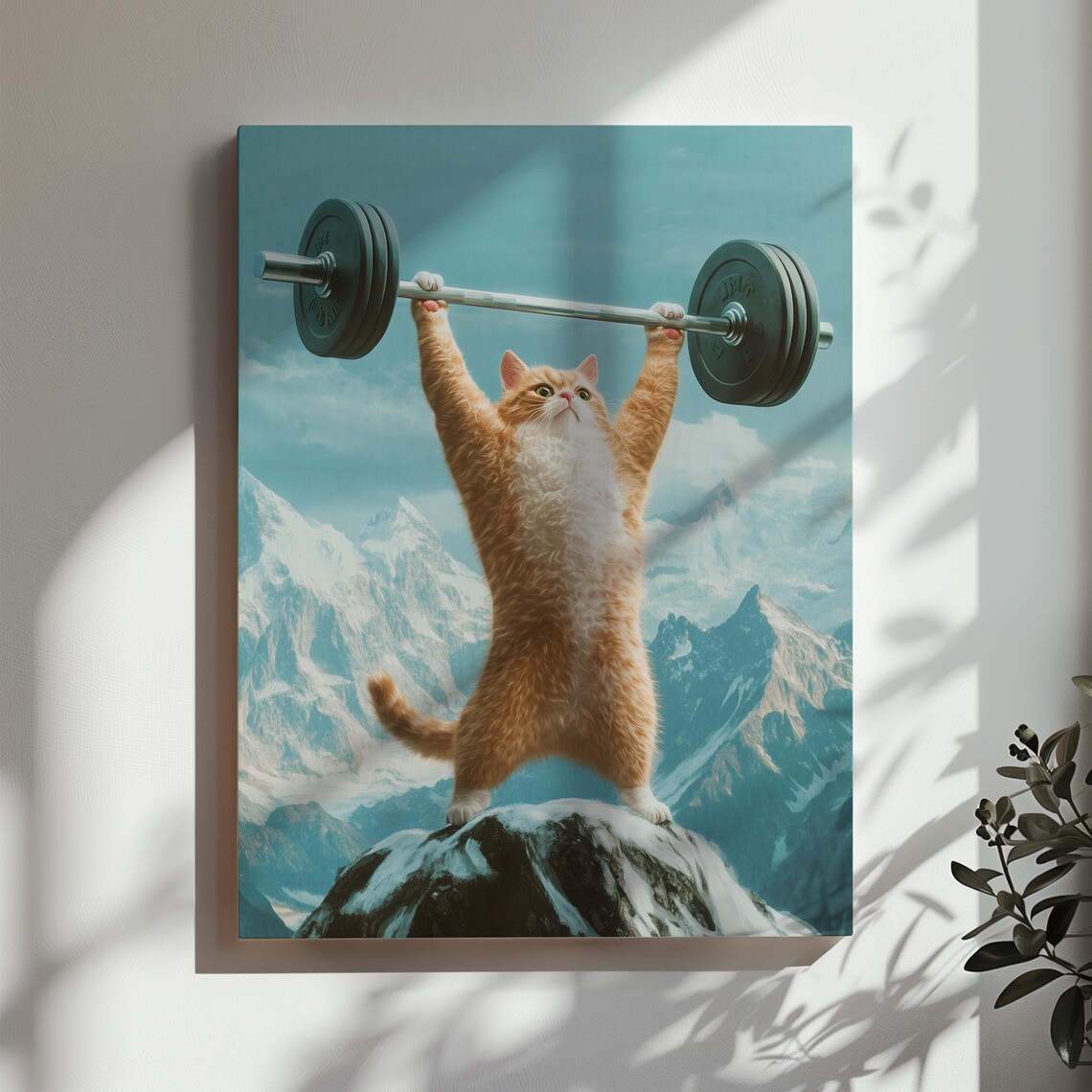 Cat Weightlifting Gym Art Print, Modern Funny - Image 2
