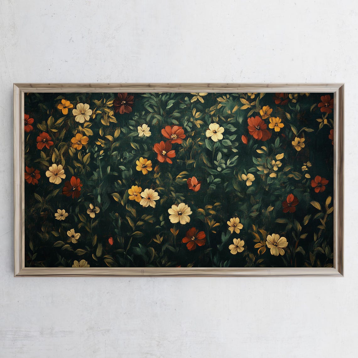 Dark Moody Wildflowers Vintage Botanical Oil Painting Wall Art Poster