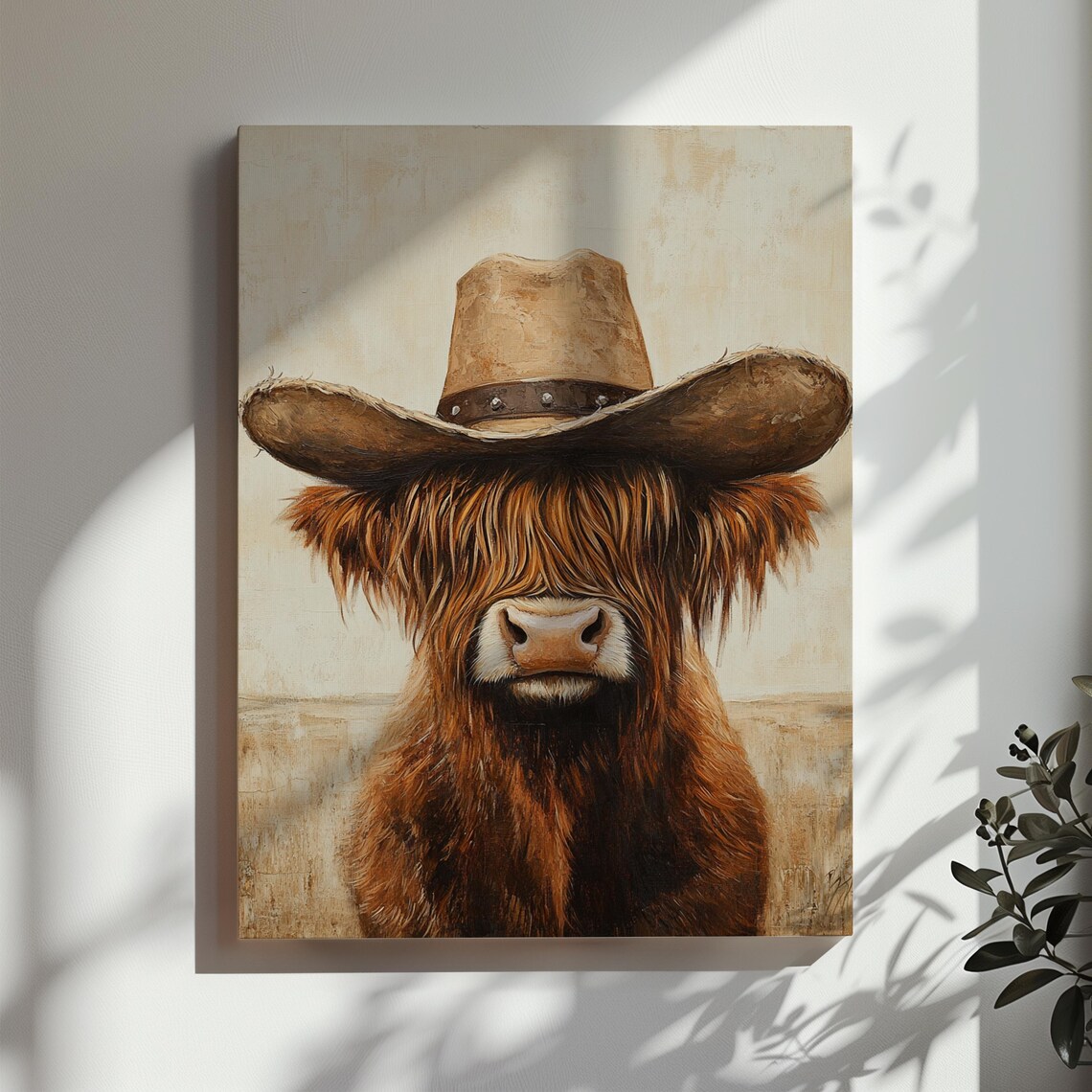 Highland Cow Wearing Cowboy Hat Western Rustic Farm Animal Poster - Image 2