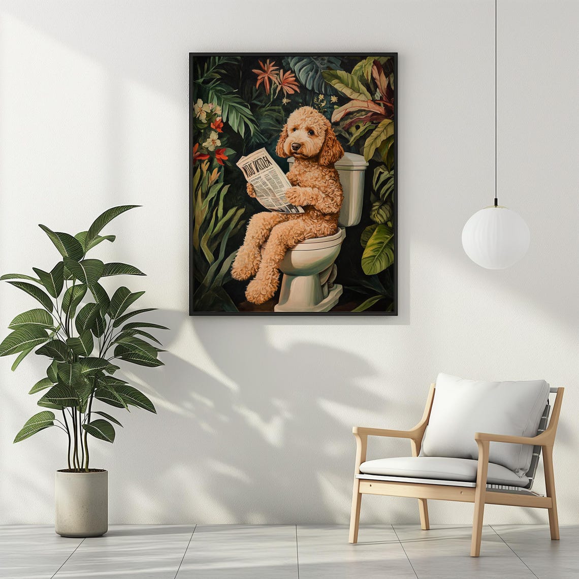 Goldendoodle Toilet Bathroom Wall Decor Funny Dog Wall Art Green Botanical Labradoodle Doodle Mom Gift Restroom - Image 4