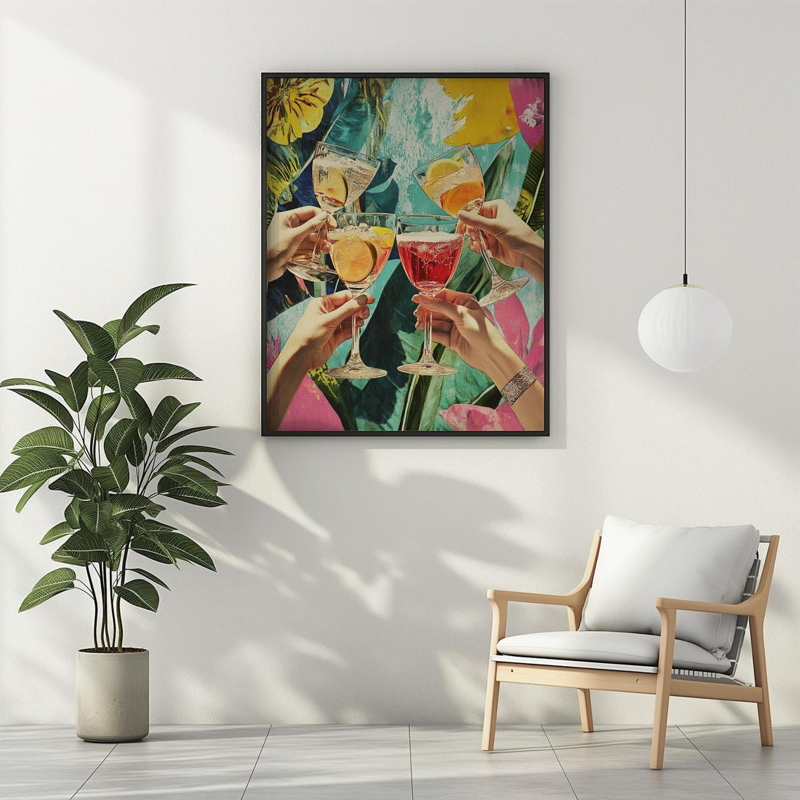 Cheers Cocktail Glasses Toasting Retro Tropical Party Art Poster - Image 3
