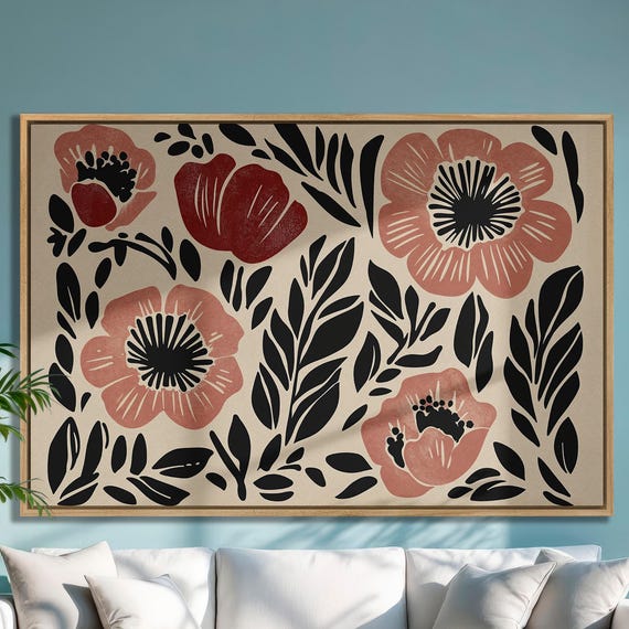 Minimalist Floral Botanical Art Print, Boho Decor