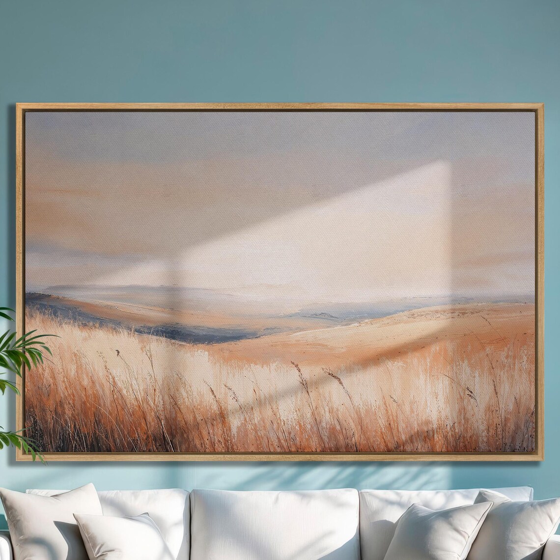 Minimalist Wheat Field in Terracotta and Cream Tones Art Poster