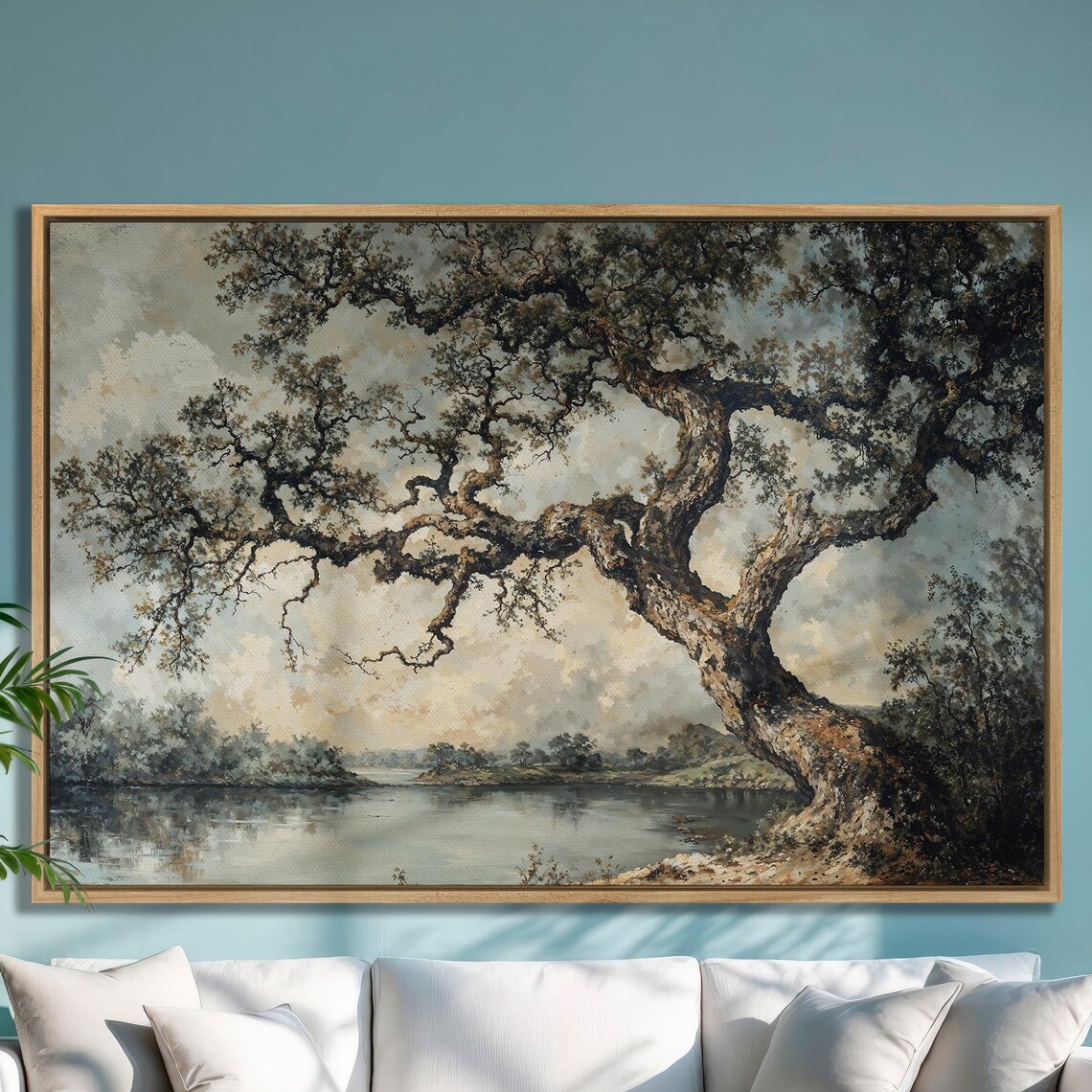 Peaceful Tree By the Lake Nature Landscape Art Print