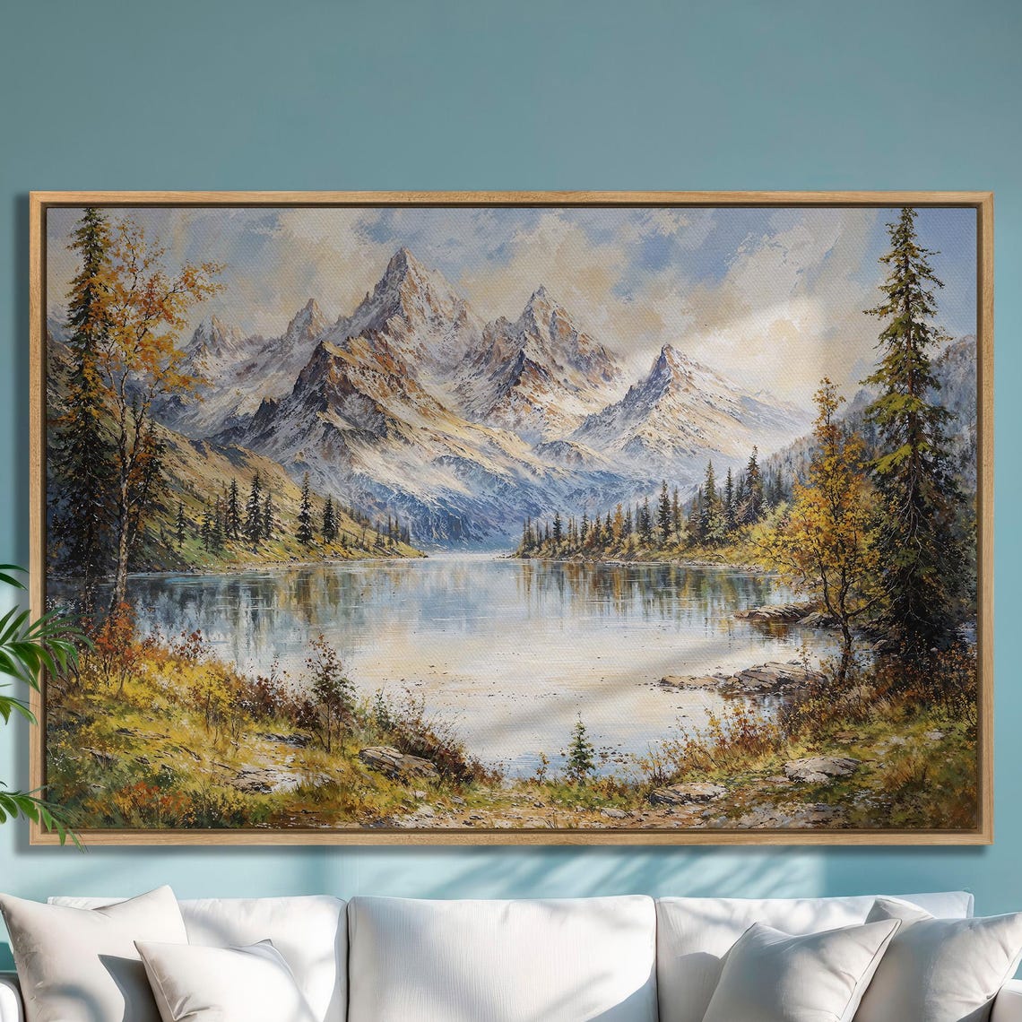 Mountain Lake Landscape Extra Large Framed Print Scenic Nature Wall Art Tranquil Wilderness Decor Gift For Home Ready To Hang