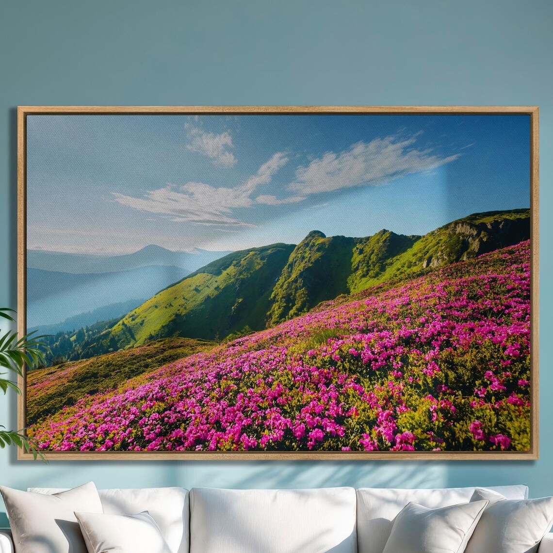 Carpathian Mountains Pink Wildflowers Travel Poster