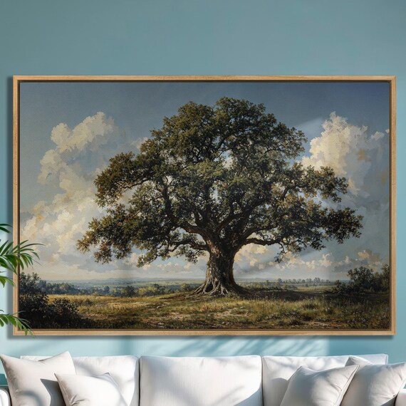 Majestic Oak Tree Art Print, Rustic Nature Decor
