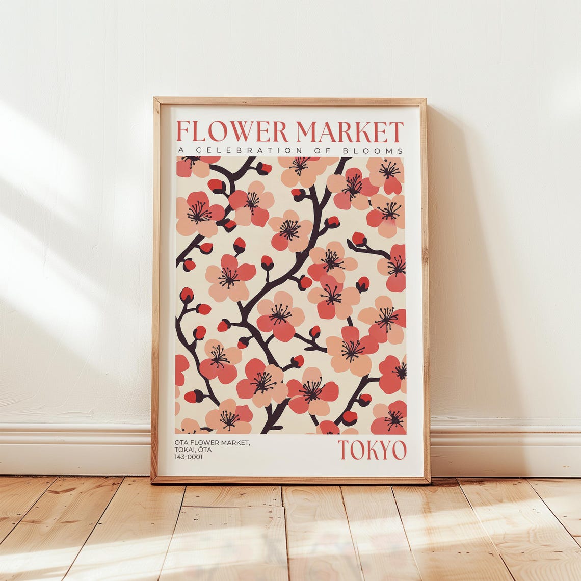 Tokyo Flower Market Print Cherry Blossom Japanese Art Poster