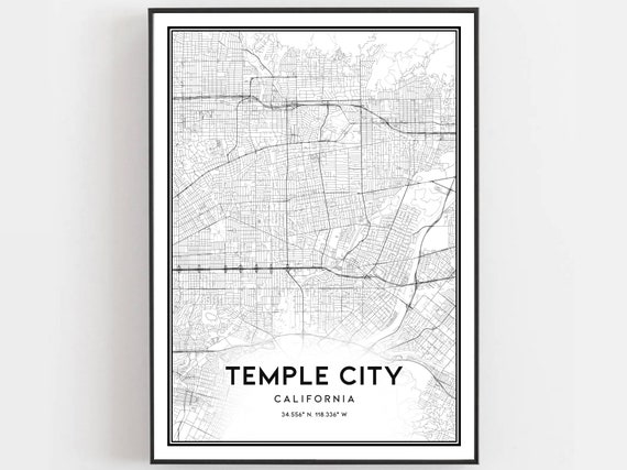 Temple City Map Poster, Street Decor Gift