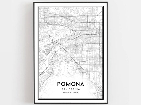 Pomona Map Poster Print, City Street Decor