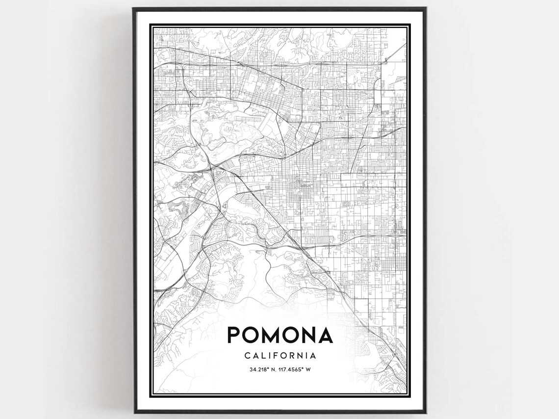 Pomona Map Poster Print, City Street Decor