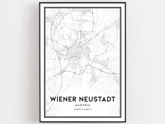 Wiener Neustadt Austria Map Print City Street Art