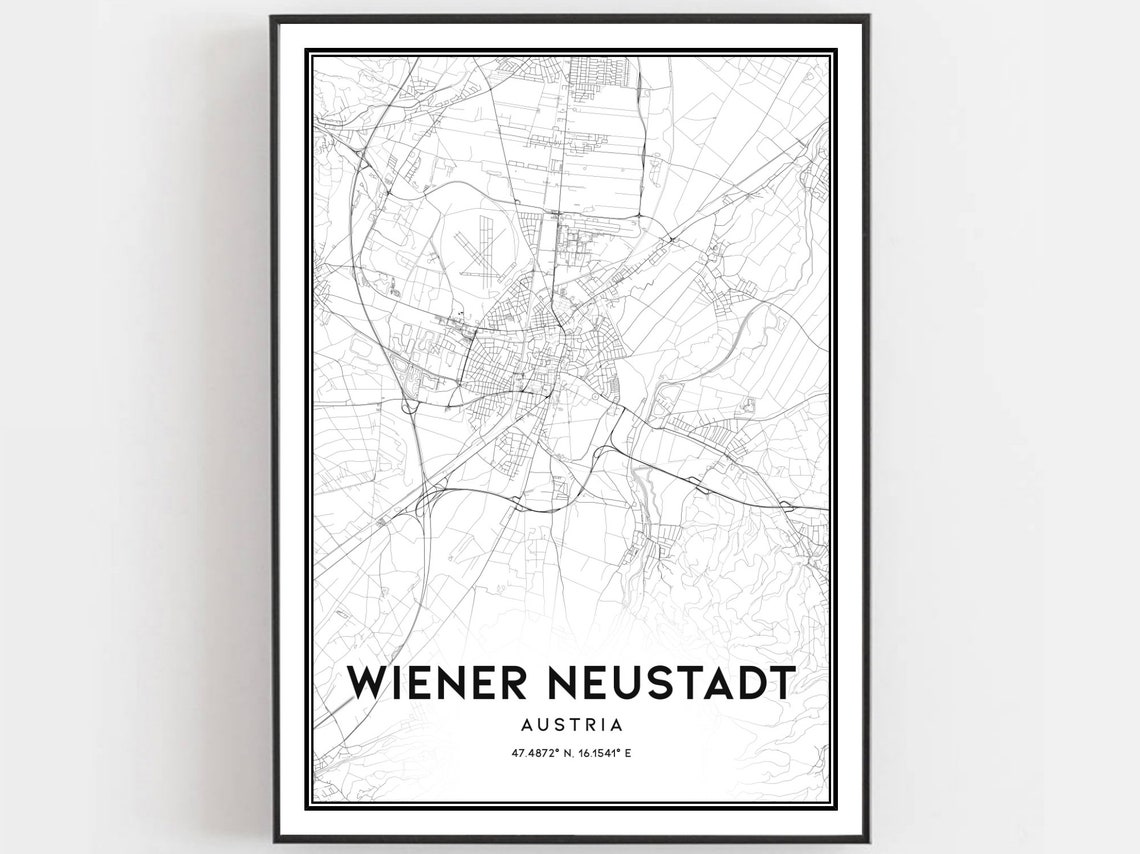 Wiener Neustadt Austria Map Print City Street Art