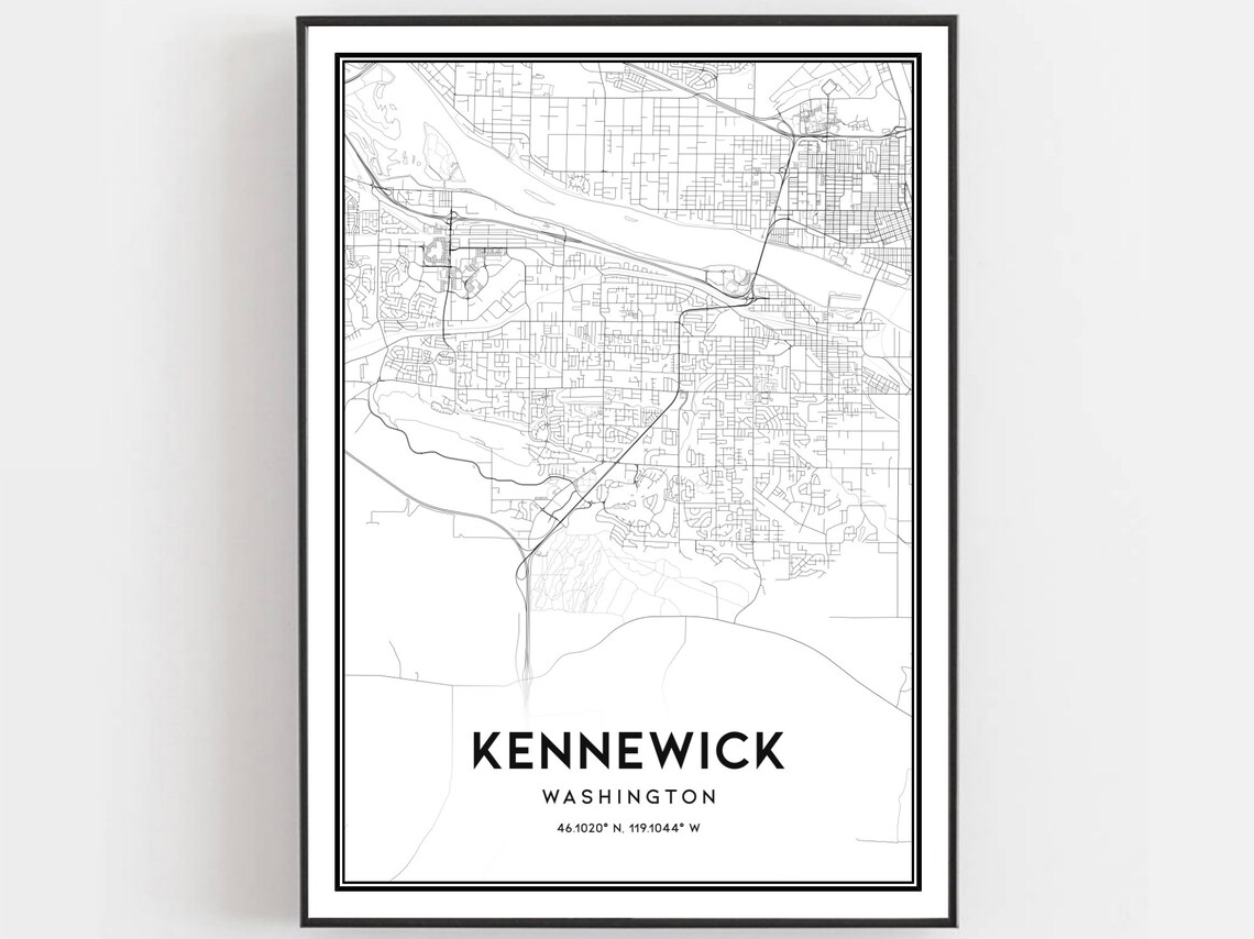 Kennewick Washington City Map Minimalist Street Road Art Print